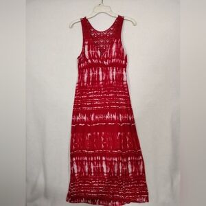 Faded Glory Red and White Tie-Dye Maxi Dress